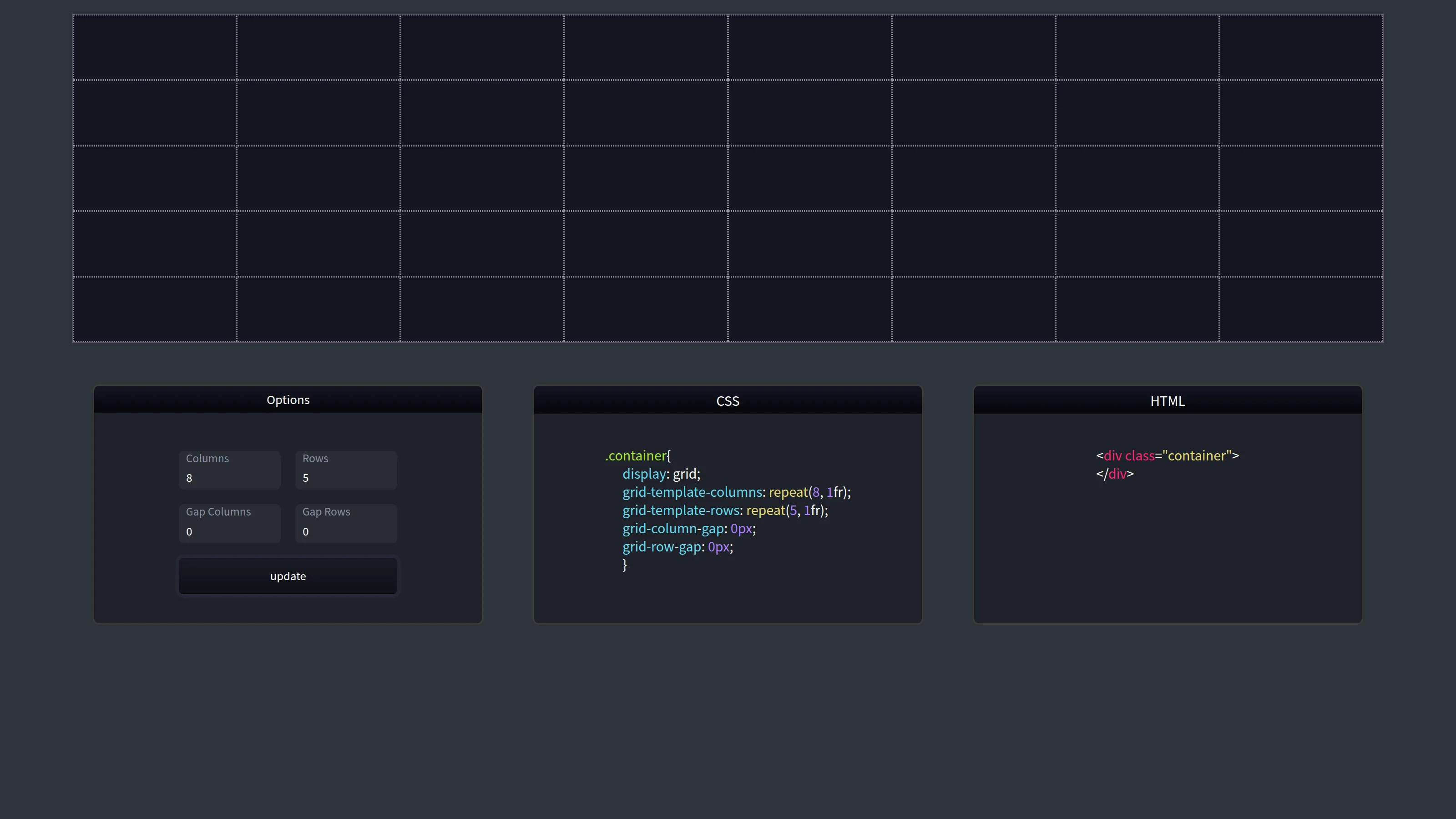 CSS Grid Generator screenshot